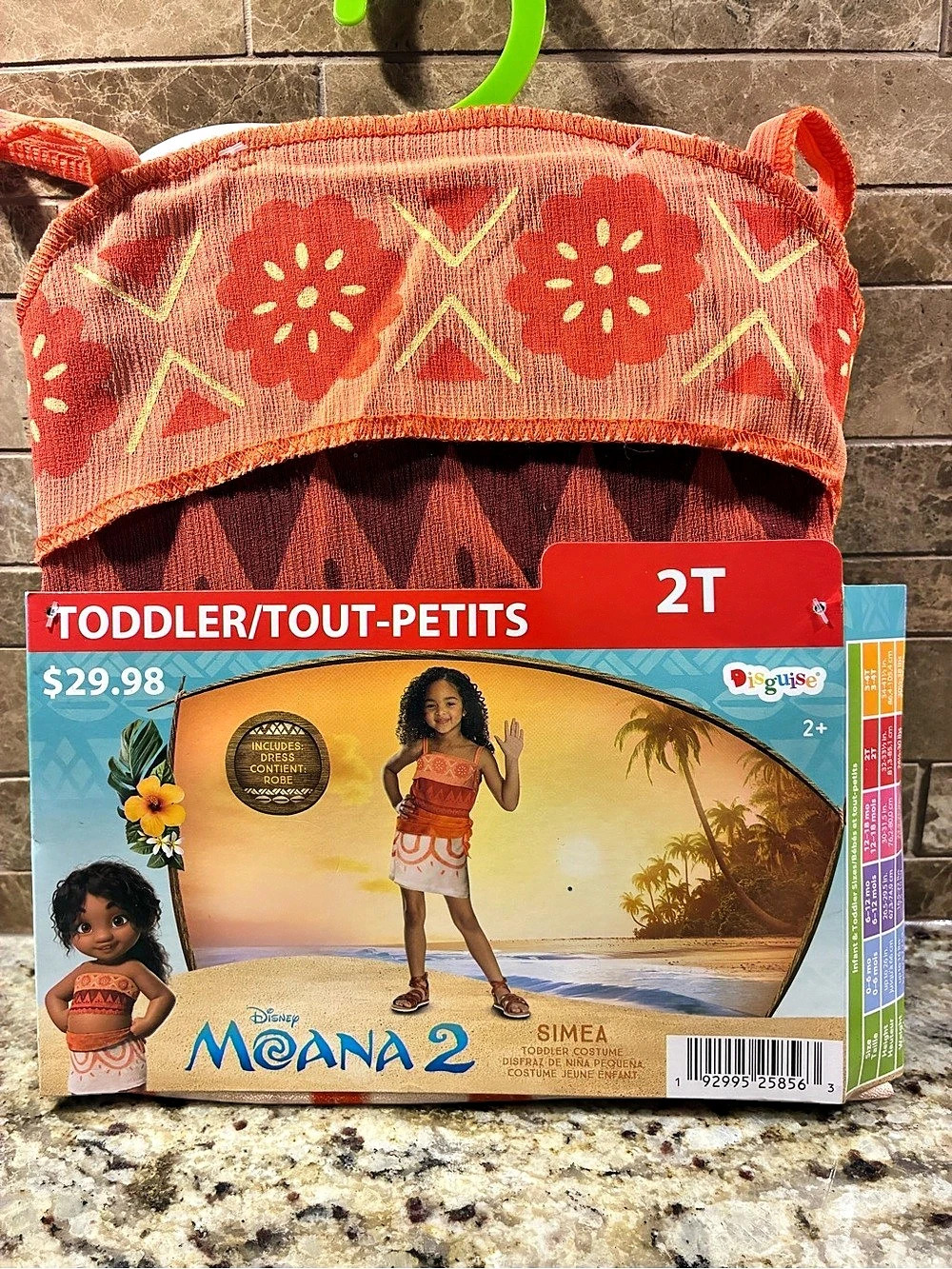 Disney Moana 2 Simea costume dress Costume Dress in Orange & Red Size 2T NWT